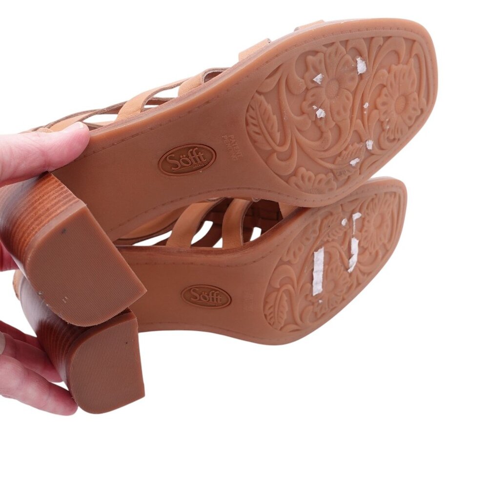 Sofft Tan Strappy Block Heel Sandals - Picture 13 of 13